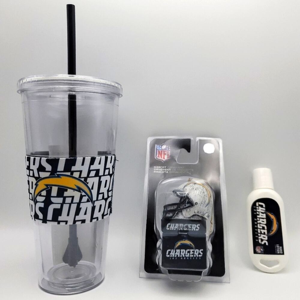Vintage NFL Los Angeles Chargers Tumbler 22oz, Ornament, Lotion BUNDLE NEW